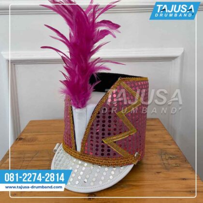 Topi Mayoret payet Pink Kombinasi Putih Emas