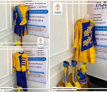 Kostum Drumband Kuning Biru