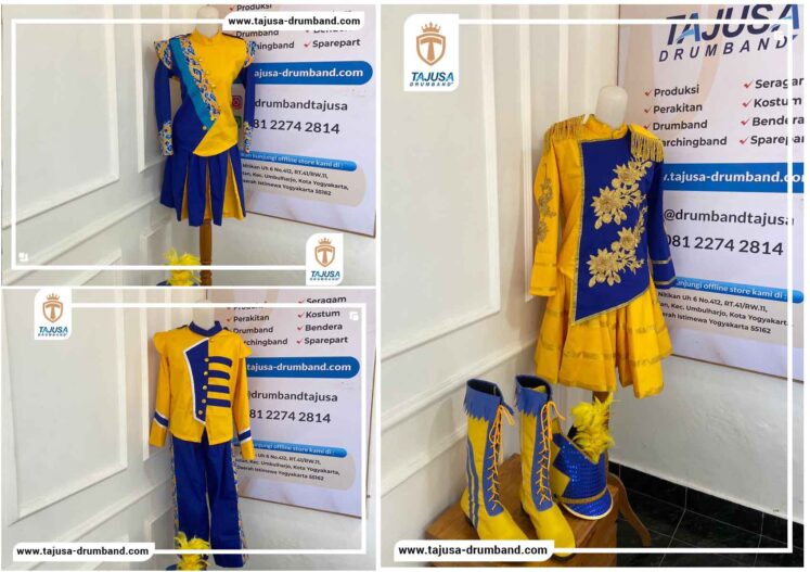 Kostum Drumband Kuning Biru