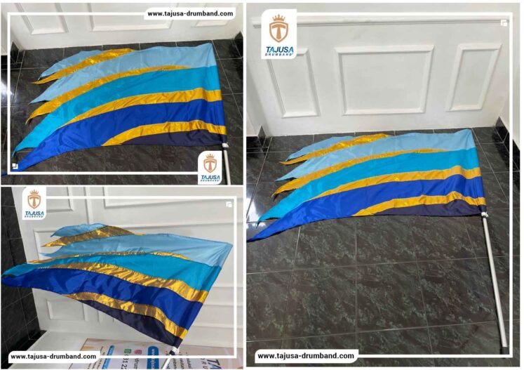 Bendera CG Gradasi Biru Emas